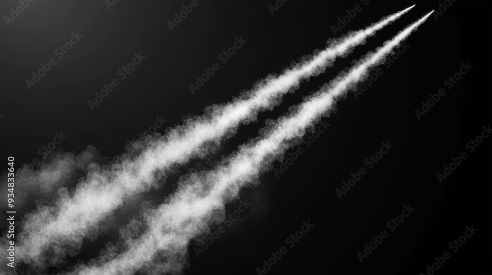 Aufkleber realistic 3d vector design elements of plane smoke trails, featuring white contrails from an airplan