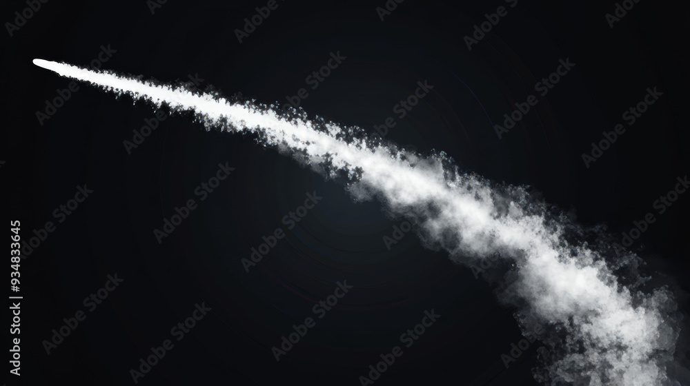 Poster realistic 3d vector design elements of plane smoke trails, featuring white contrails from an airplan