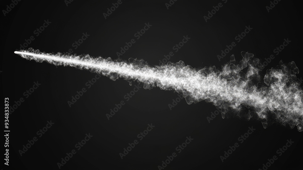 Poster realistic 3d vector design elements of plane smoke trails, featuring white contrails from an airplan