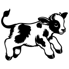 Cute little calf vector silhouette design. Easy to use. Isolated on white background. © Natthaporn