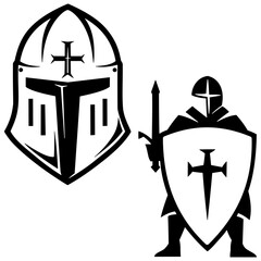 Knight helmet vector silhouette design