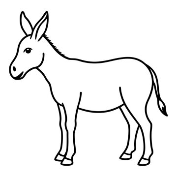 recommend clip art: Black and white illustration for coloring animal  Donkey vector