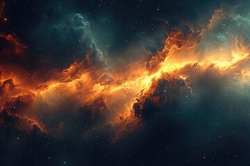 Fototapeta premium Dramatic fiery cosmic cloud formation