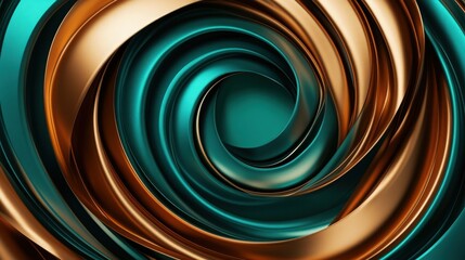 A captivating swirl of turquoise and gold, featuring smooth, glossy curves and intricate patterns that evoke a sense of motion.