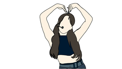 Illustration vector of Kpop fashion stage. idols of Koreans performing. K-pop female fashion idol. female singer who is singing wearing beautiful clothes