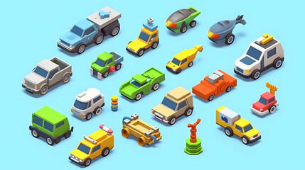 Vehicle game Elements pixel 3d cartoon