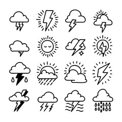 Adobe Illustrator Artwork, Illustration set of weather doodle elements, for design purposes