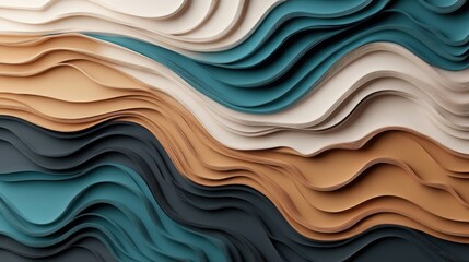 Obraz premium Abstract layered waves in earthy tones create a modern artistic texture, perfect for backgrounds or design projects.