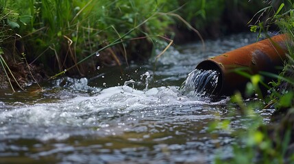 Freshwater entering a stream from a pipe