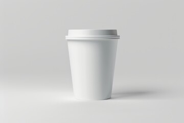 A White Disposable Coffee Cup with Lid on a White Background