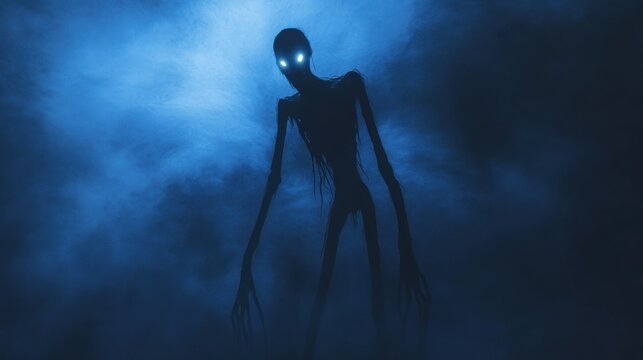 skinny monster in the fog