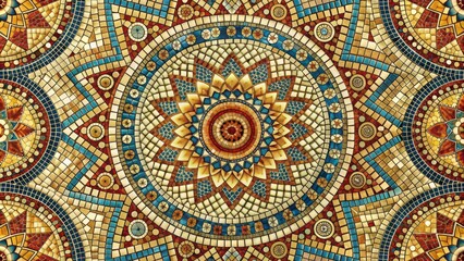 Scientific abstract mosaic pattern with intricate details revealed up close
