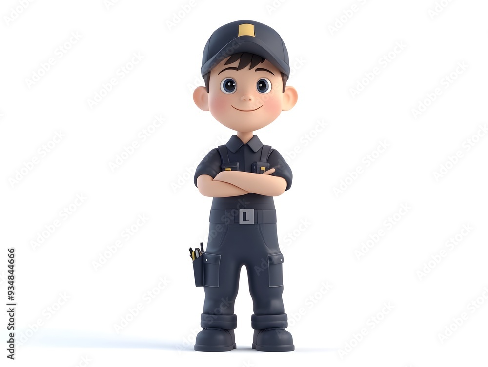 Aufkleber 3d animated character of a male software developer or computer programmer wearing a professional uni