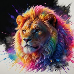 a lion with a rainbow of colors and a rainbow of colors.