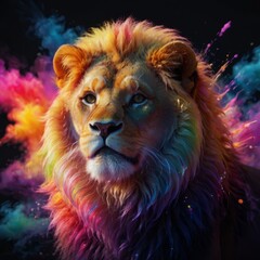 a lion with a rainbow of colors and a rainbow of colors.