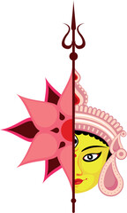happy navratri goddess durga and louts flower