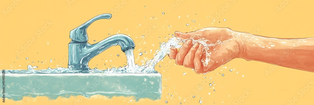 Poster vector art showing a hand turning off a faucet but instead of water co2 is flowing out symbolizing t