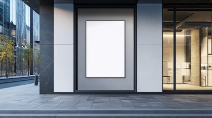 Shopfront Display. White Mockup Poster in Window