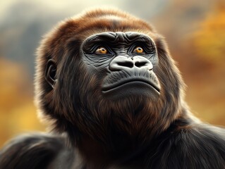 Fototapeta premium Close Up of Mountain Gorilla, Eastern Gorilla, Silverback in Wilderness, Jungle Mammal