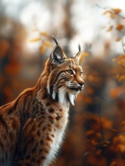 Fototapeta premium Canada Lynx, Wild Feline in Forest Environment