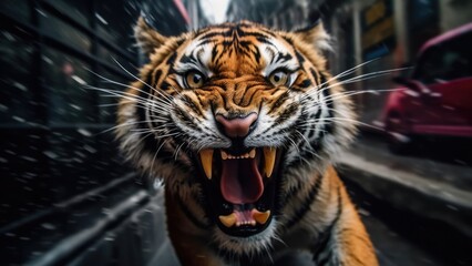 portrait of a angry tiger