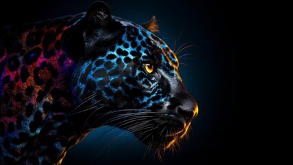 Jaguar in Neon Ambiance
