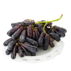 Sweet black sapphire grapes on a white background.