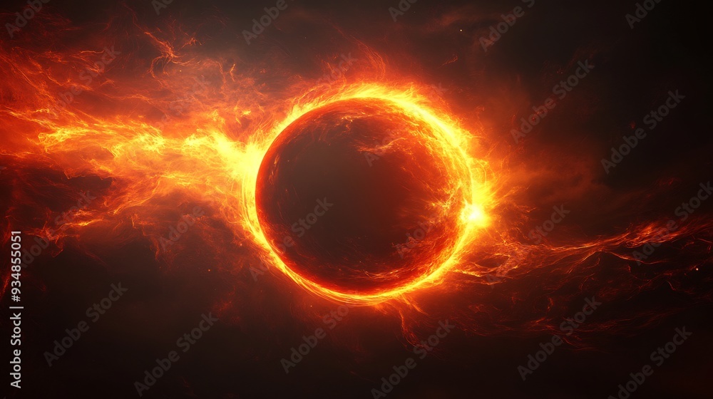 Poster vector depiction of a black hole with a defined schwarzschild radius where 3d space warps around the