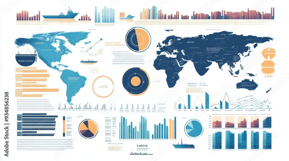 Poster infographic design components featuring pie charts and a step-by-step diagram using circles. the lay