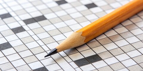 Simple pencil placed on a crossword puzzle sheet background, pencil, crossword puzzle, sheet, background, education, learning