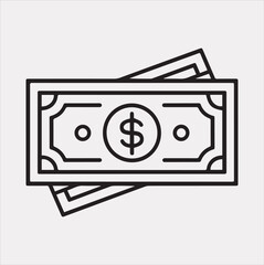 Banknote money outline Vector silhouette illustration icon on a white background