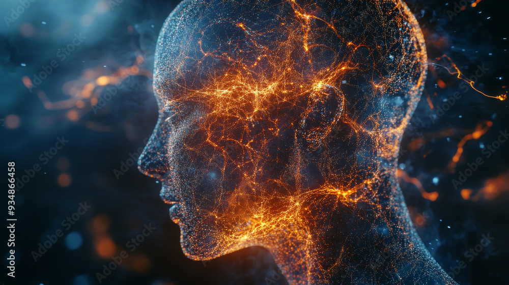 Poster merging mind and machine: ai intelligence visualization. a digital depiction of artificial intellige
