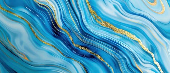 Obraz premium Elegant blue and gold marble pattern, ideal for upscale design projects, branding materials, and advertising visuals, exuding sophistication and luxury.