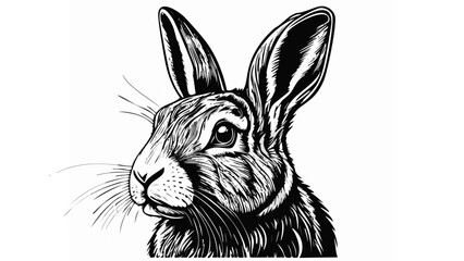 Fototapeta premium Rabbit Head Sketch Style - Animal Face Portrait Mammal 