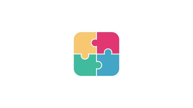 Animated Multiple Color Puzzle. Describe unity in diversity, teamwork, togetherness, friendship, networking, etc.