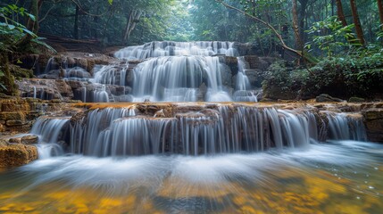 Obraz premium Tad Pha Suam Waterfall is one of the tourist attractions in Laos