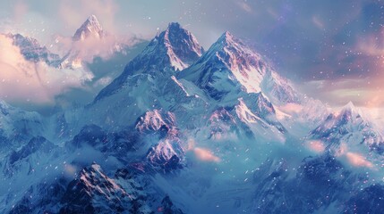 Obraz premium photo of snowy mountain peaks , ai