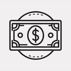 Banknote money outline Vector silhouette illustration icon on a white background