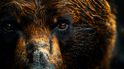 Fototapeta premium Close-up of a Brown Bear's Eye and Fur