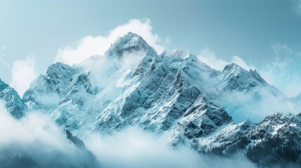 Obraz premium photo of snowy mountain peaks , ai