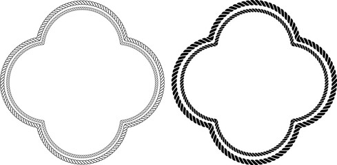 black white Quatrefoil rope frame with copy space