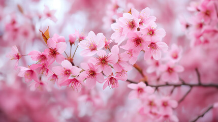 Spring brings vibrant pink blossoms to life, creating a picturesque display on the branches, inviting people to appreciate nature's beauty