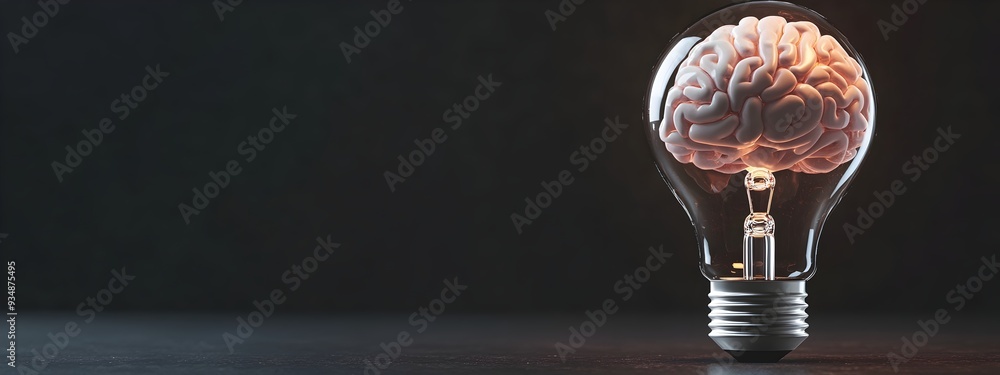 Aufkleber 3d abstract rendition of a human brain enclosed within a lightbulb,symbolizing the connection betwee