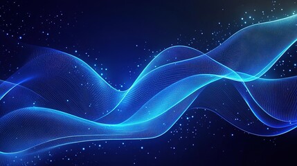 Abstract Blue Wave: A mesmerizing digital art piece showcasing a flowing blue wave against a deep blue background