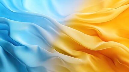 Fototapeta premium Azure Embrace: A symphony of blue and gold silk, fluidly intertwined in an abstract display of elegance and contrast. 