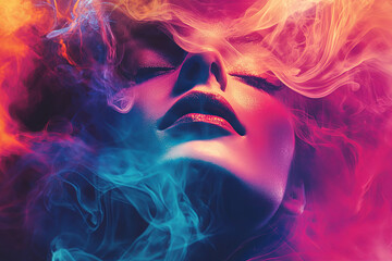 Dynamic album cover art with vibrant colors and energy