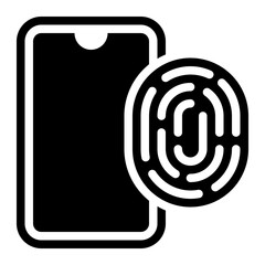 fingerprint, biometric, encryption, security, protection, smartphone, mobile, phone glyph or solid icon