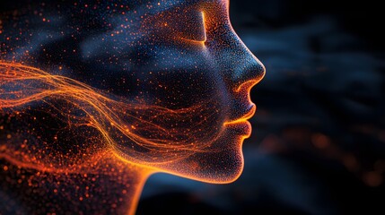 Futuristic neural network layered with transparent voice patterns, capturing AI's role in voice recognition and machine learning, ethereal tech imagery