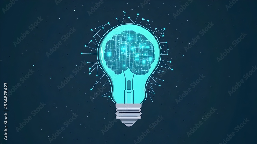 Poster a futuristic glowing lightbulb symbolizing the potential for digital data and technological connecti