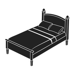 A black and white drawing of a bed silhouette vector 